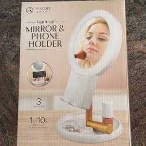 Light-up Mirror & Phone Holder